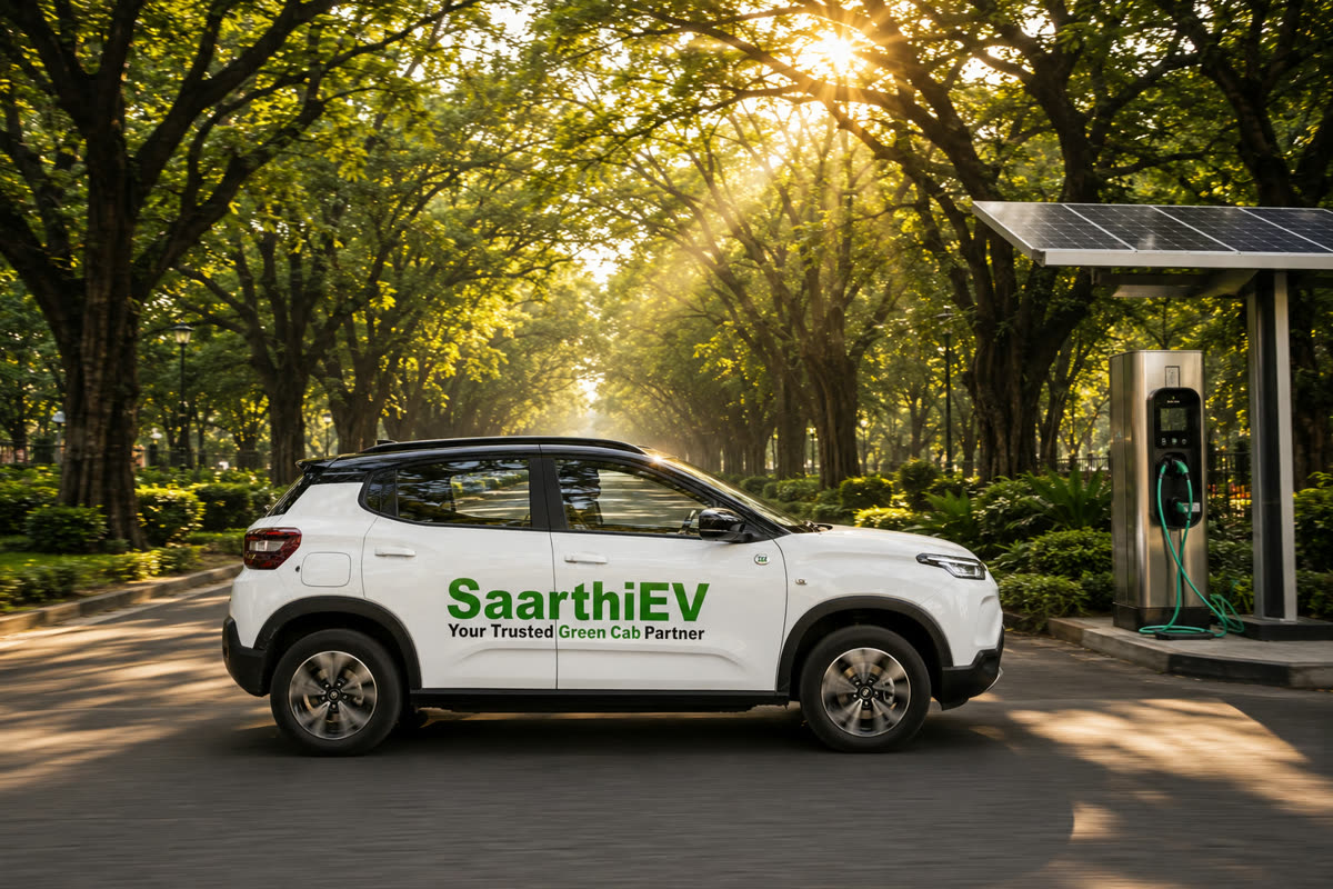 SaarthiEV electric cab charging — zero-emission mobility